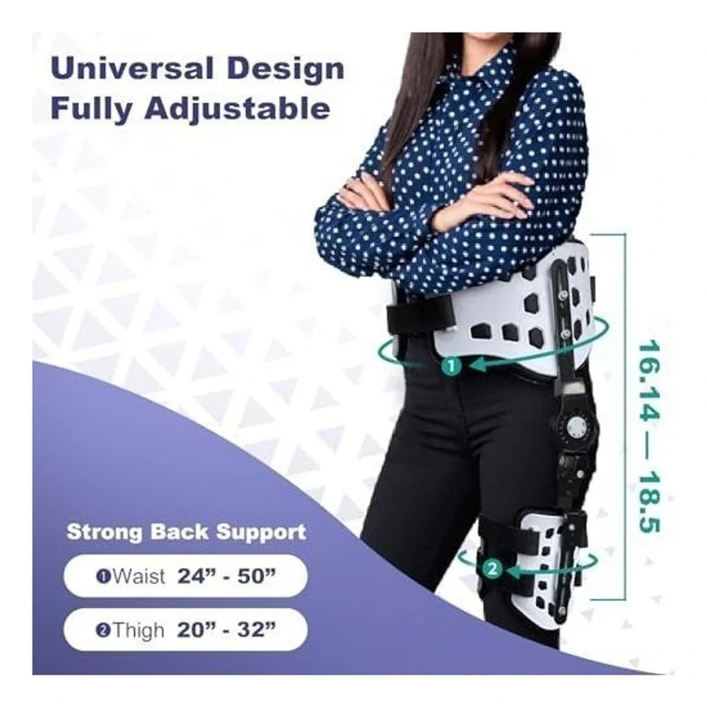 EZWORK Hip Abduction Brace ROM Hinged Orthosis Adjustable Post-Op Recovery Suppo